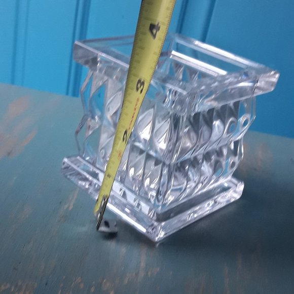 Crystal Vase Waterford Square Diamond Cut Clear Glass Marquis - Picture 10 of 16